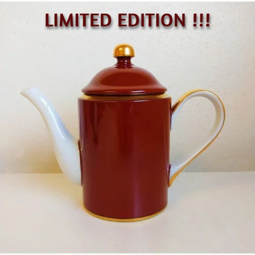 Fitz and Floyd Vintage Red & Gold Tea Coffee Pot